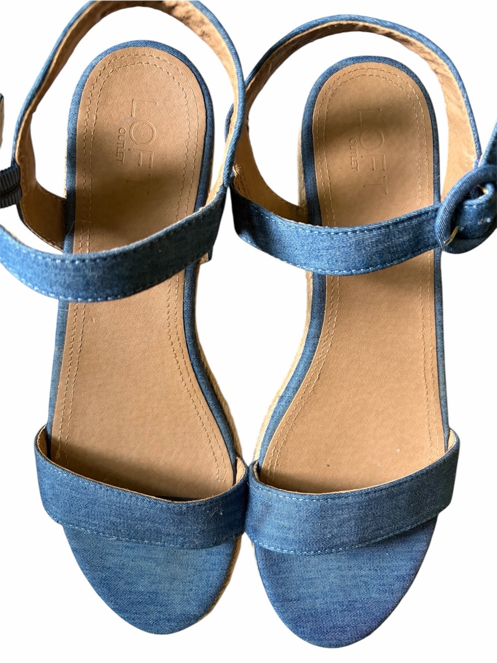 LOFT Denim Blue Open-Toe Ankle-Strap Sandals
